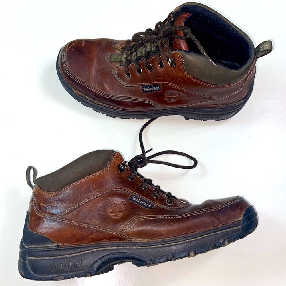 Timberland Act Travel Gear Genune 💯 Leather Hiking Men’s Shoes Boots Size 9.5 M
